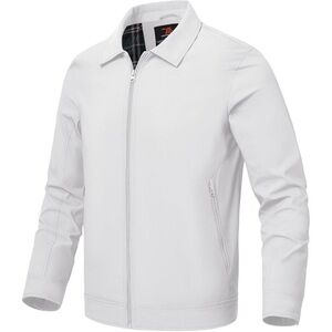 Men's Stylish Jackets Lightweight White Coat Front Closure Zip Up Pockets